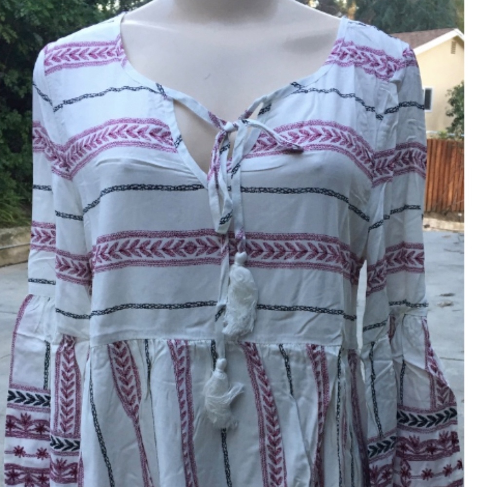 Peasant embroidered look blouse tunic